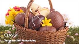  Presentation with easter basket - Colorful presentation design enhanced with easter egg in wicker basket backdrop and a tawny brown colored foreground