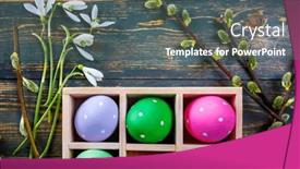  Presentation with snowdrop - Slides having easter-egg-in-wooden-box background and a gray colored foreground