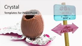  Presentation with egg - Presentation with easter egg unwrapped in pink background and a white colored foreground