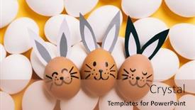  Presentation with bunny - Slide deck featuring easter-egg-with-painted-smiling background and a coral colored foreground