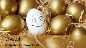  Presentation with gold egg - Presentation theme having easter egg with smiley face background and a gold colored foreground