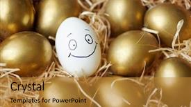  Presentation with egg - Theme consisting of easter egg with smiley face background and a gold colored foreground