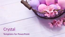  Presentation with easter - Cool new presentation design with easter eggs and blooming peach backdrop and a sky blue colored foreground