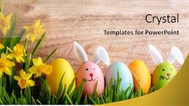  Presentation with daffodil - Amazing PPT theme having easter eggs and daffodil flower backdrop and a lemonade colored foreground