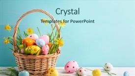  Presentation with easter basket - Audience pleasing slide deck consisting of easter eggs and daffodil backdrop and a sky blue colored foreground