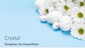  Presentation with blue flower - Slide deck enhanced with easter-eggs-and-flower-bouquet background and a sky blue colored foreground