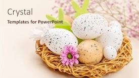  Presentation with greetings - Presentation with easter-eggs-and-flowers background and a lemonade colored foreground