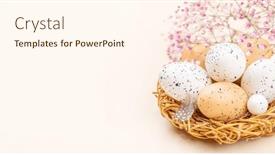  Presentation with greetings - Presentation featuring easter-eggs-and-flowers background and a cream colored foreground