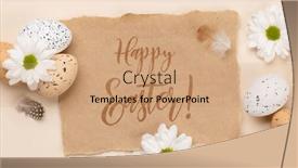  Presentation with greetings - Slides consisting of easter-eggs-and-flowers background and a coral colored foreground