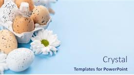  Presentation with greetings - Presentation theme enhanced with easter-eggs-and-flowers background and a sky blue colored foreground