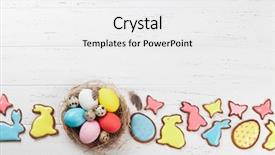  Presentation with greeting card - Slides enhanced with easter eggs and gingerbread cookies background and a white colored foreground