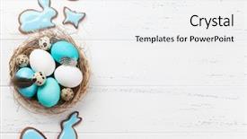  Presentation with greeting card - Theme with easter eggs and gingerbread cookies background and a white colored foreground