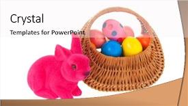  Presentation with easter basket - PPT theme featuring easter eggs and pink hare background and a  colored foreground