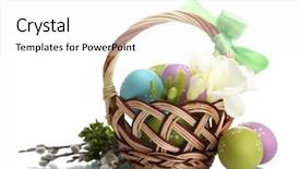  Presentation with easter basket - Slides featuring healthy organic oyster mushroom in thailand farm background and a light gray colored foreground