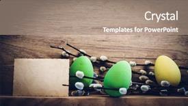  Presentation with rustic - Slide deck featuring easter eggs and pussy willow background and a coral colored foreground