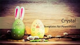  Presentation with rustic - PPT theme featuring easter eggs and pussy willow background and a  colored foreground