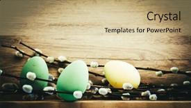  Presentation with wood rustic urban furniture - Amazing PPT theme having easter eggs and pussy willow backdrop and a  colored foreground