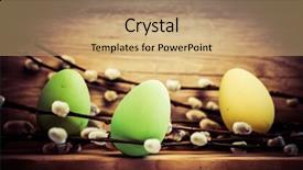  Presentation with wood rustic urban furniture - Beautiful slide deck featuring easter eggs and pussy willow backdrop and a  colored foreground