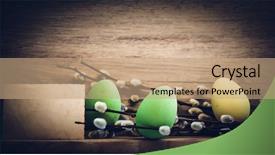  Presentation with rustic wood turquoise - PPT theme with easter eggs and pussy willow background and a  colored foreground