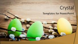  Presentation with rustic weddingd - Audience pleasing theme consisting of easter eggs and pussy willow backdrop and a  colored foreground