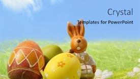  Presentation with rabbit - Audience pleasing slides consisting of easter-eggs-and-rabbit-over backdrop and a light blue colored foreground
