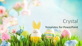  Presentation with summer flowers - Beautiful PPT layouts featuring easter-eggs-and-spring-flowers backdrop and a sky blue colored foreground