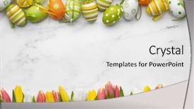  Presentation with marble - Amazing PPT theme having easter eggs and tulips backdrop and a white colored foreground