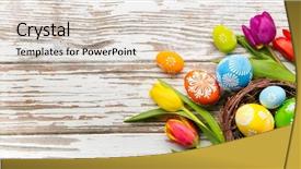  Presentation with tulips - Theme featuring easter eggs and tulips background and a lemonade colored foreground