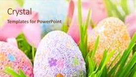  Presentation with blue design - Presentation design having sky with sun border design background and a soft green colored foreground