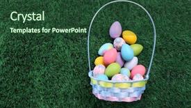  Presentation with easter basket - Presentation design with easter eggs basket filled background and a tawny brown colored foreground