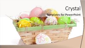  Presentation with easter basket - Beautiful theme featuring easter eggs basket isolated on white background backdrop and a white colored foreground