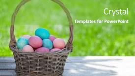  Presentation with easter basket - PPT layouts enhanced with easter-eggs-basket background and a seafoam green colored foreground