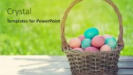  Presentation with easter basket - Slide deck with easter-eggs-basket background and a yellow colored foreground