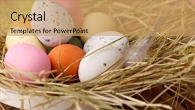 Presentation with bird eggs - Audience pleasing PPT layouts consisting of easter eggs in a bird' backdrop and a  colored foreground