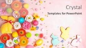  Presentation with pastel pink - Colorful presentation design enhanced with easter-eggs-bunny-candy backdrop and a lemonade colored foreground