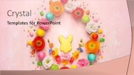  Presentation with pastel pink - PPT theme consisting of easter-eggs-cookie-and-colorful background and a lemonade colored foreground