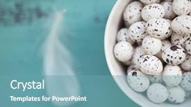  Presentation with aqua - Slide deck enhanced with pastel teal - easter eggs in a cup background and a teal colored foreground