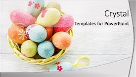  Presentation with eggs egg carton egg box - Colorful presentation theme enhanced with easter eggs in a wicker backdrop and a white colored foreground