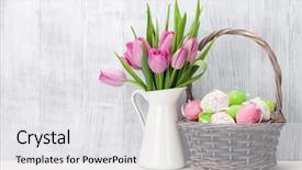  Presentation with easter basket - Slides enhanced with easter eggs in baasket background and a white colored foreground