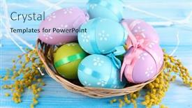  Presentation with easter basket - Presentation featuring glass of dark roasted malt background and a coral colored foreground