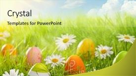  Presentation with easter - Colorful PPT theme enhanced with easter eggs in green grass backdrop and a blonde colored foreground