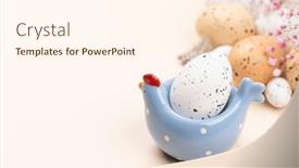  Presentation with greetings - Theme featuring easter-eggs-on-a-beige background and a cream colored foreground