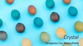  Presentation with easter - PPT theme consisting of easter eggs on blue background background and a arctic colored foreground