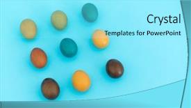  Presentation with easter - PPT theme featuring easter eggs on blue background background and a arctic colored foreground