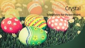  Presentation with green and purple mardi gras - Cool new PPT theme with easter eggs on fresh green backdrop and a  colored foreground