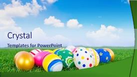  Presentation with easter - Colorful presentation design enhanced with easter eggs on fresh green backdrop and a  colored foreground