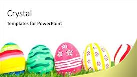  Presentation with white green - Audience pleasing PPT theme consisting of easter eggs on fresh green backdrop and a white colored foreground