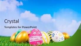  Presentation with blue green - PPT theme having easter eggs on fresh green background and a  colored foreground