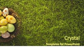  Presentation with meadow - Beautiful PPT theme featuring easter eggs on meadow grass backdrop and a tawny brown colored foreground