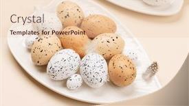  Presentation with quail - PPT theme having easter-eggs-on-plate-over background and a lemonade colored foreground
